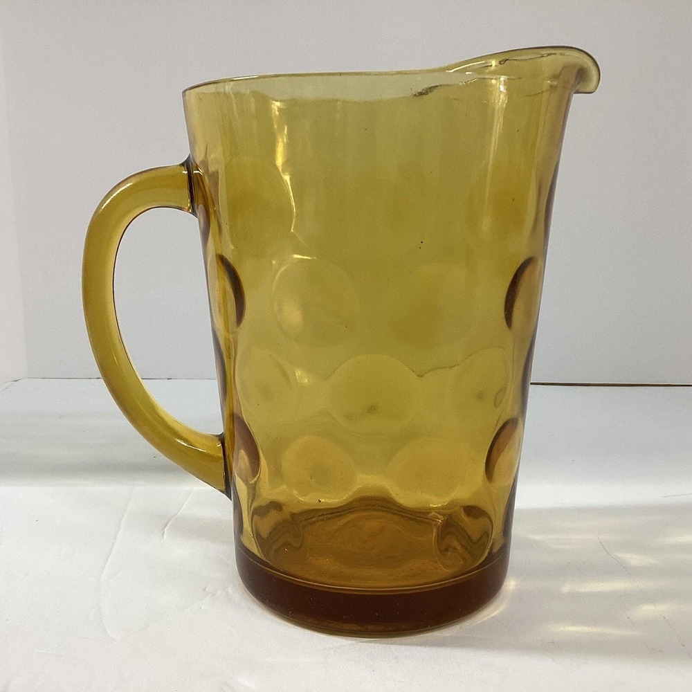 Amber Glass Pitcher Vintage Hazel Atlas El Dorado Ice Tea Water Pitcher  2qt